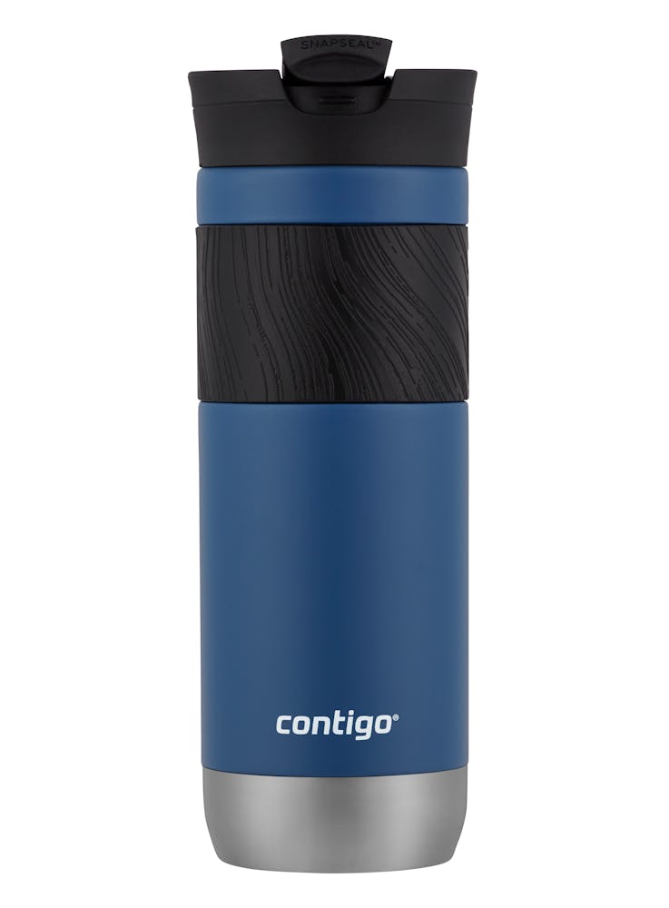 Contigo® SNAPSEAL™ Insulated Stainless Steel Travel Mug with Grip, 20oz., Blue Corn Transparent Satin & Midnight Berry (NKYT)