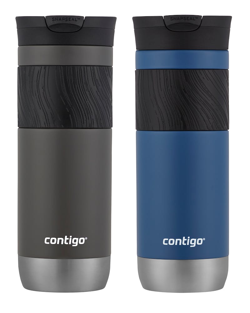 Contigo® SNAPSEAL™ Insulated Stainless Steel Travel Mug with Grip, 20oz., Blue Corn Transparent Satin & Midnight Berry (NKYT)