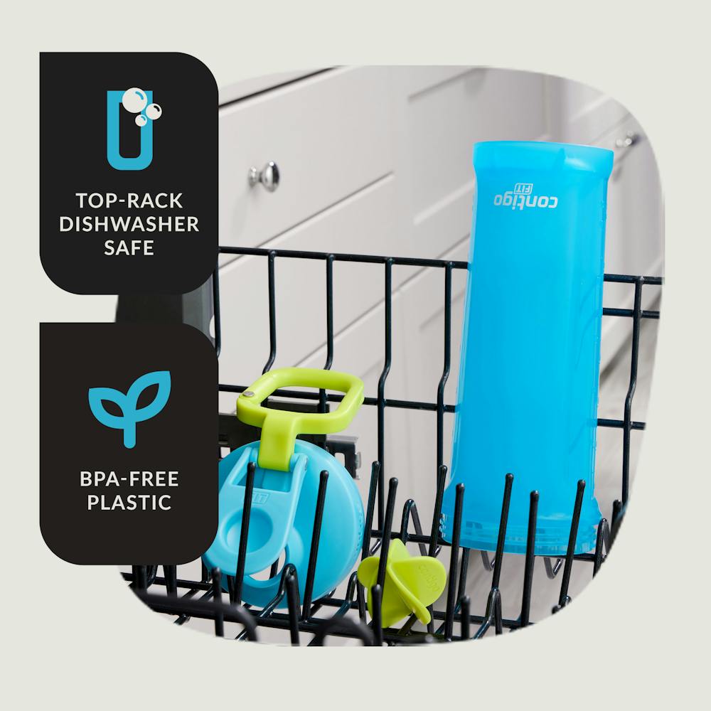 Contigo® Fit Shake & Go® 2.0 Plastic Antimicrobial Shaker Bottle, Blue Raspberry, 28 floz (5NIK)