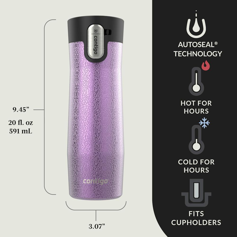 Contigo® AUTOSEAL® West Loop Vacuum-Insulated Stainless Steel Travel Mug with Easy-Clean Lid, 20 oz, 2-Pack (3T8S)