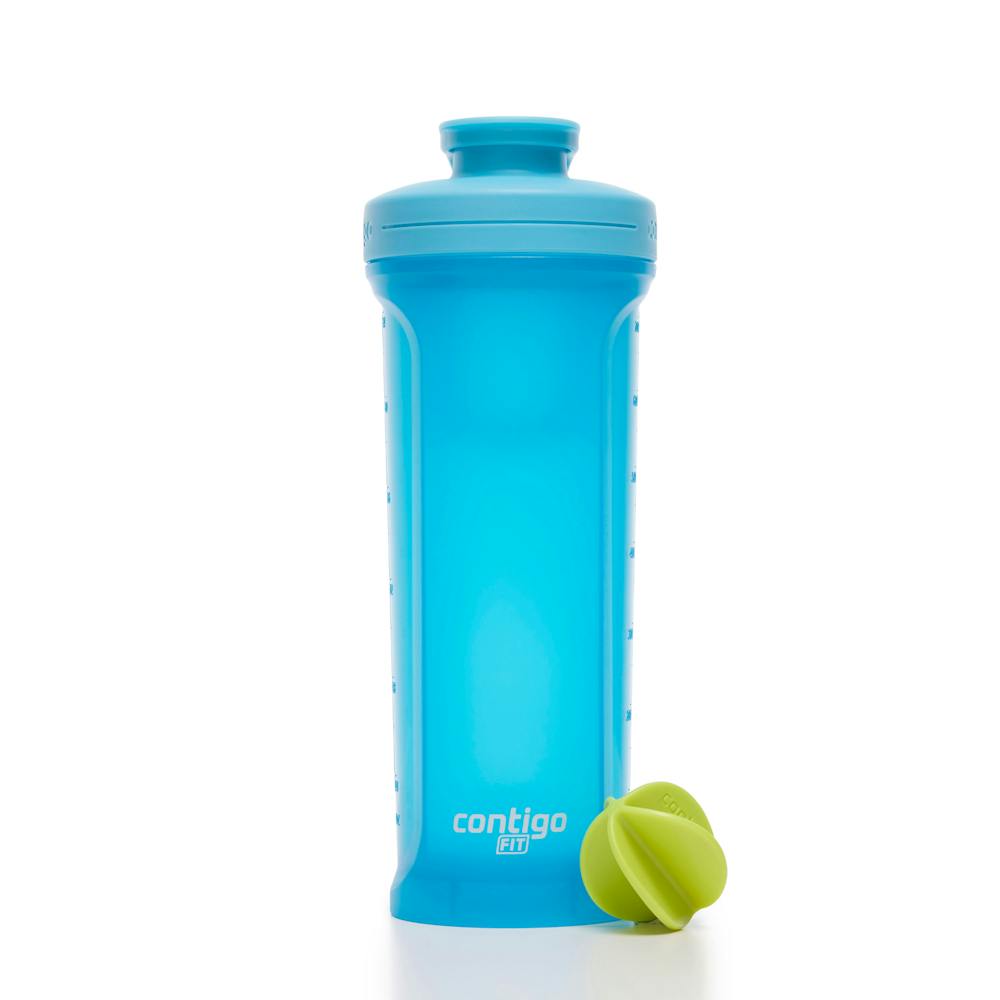 Contigo® Fit Shake & Go® 2.0 Plastic Antimicrobial Shaker Bottle, Blue Raspberry, 28 floz (5NIK)