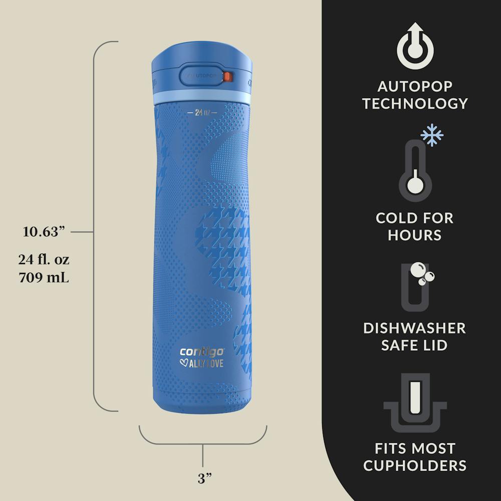 Contigo® x Ally Love Jackson Chill 2.0 Stainless Steel Water Bottle with AUTOPOP® Lid, 24oz (0ZR4)