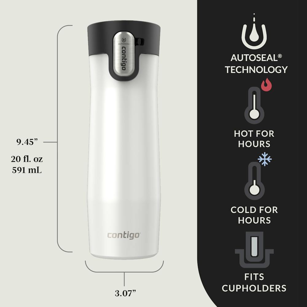 Contigo® AUTOSEAL® West Loop Vacuum-Insulated Stainless Steel Travel Mug with Easy-Clean Lid, 20 oz, 2-Pack (3T8S)