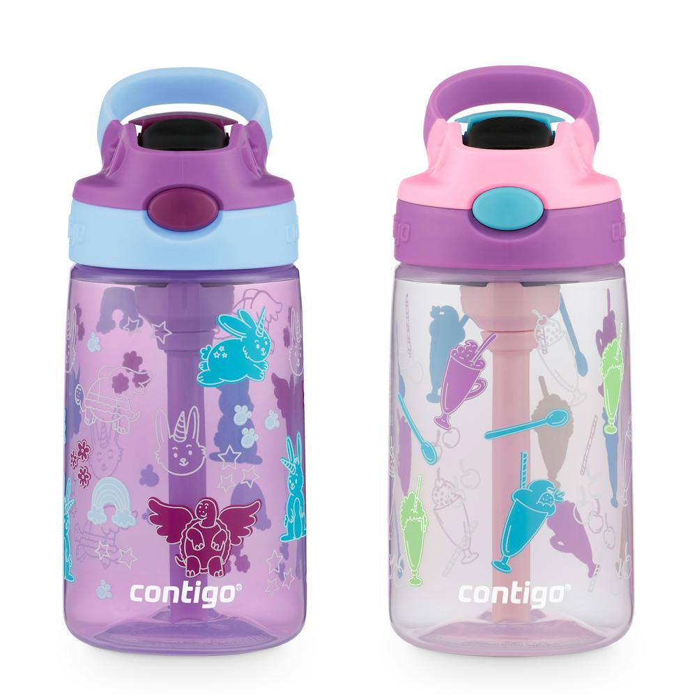 Contigo® Kids Water Bottle with Redesigned AUTOSPOUT® Straw, 14 oz, 2 pack (7Q8Z)