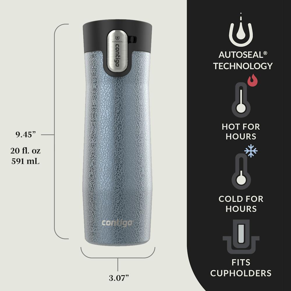 Contigo® AUTOSEAL® West Loop Vacuum-Insulated Stainless Steel Travel Mug with Easy-Clean Lid, 20 oz, 2-Pack (3T8S)