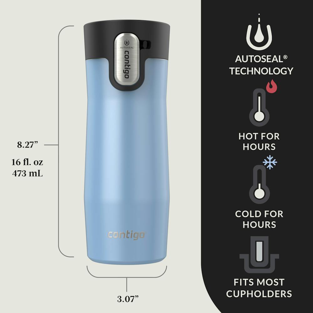 Contigo® AUTOSEAL® West Loop Vacuum-Insulated Stainless Steel Travel Mug with Easy-Clean Lid, 16 oz, 2-Pack (N3R0)