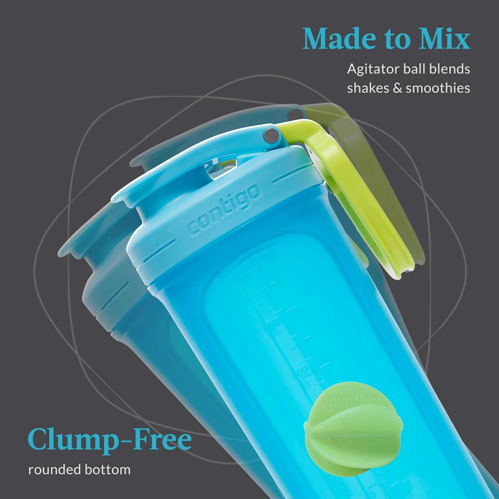 Contigo® Fit Shake & Go® 2.0 Plastic Antimicrobial Shaker Bottle, Blue Raspberry, 28 floz (5NIK)