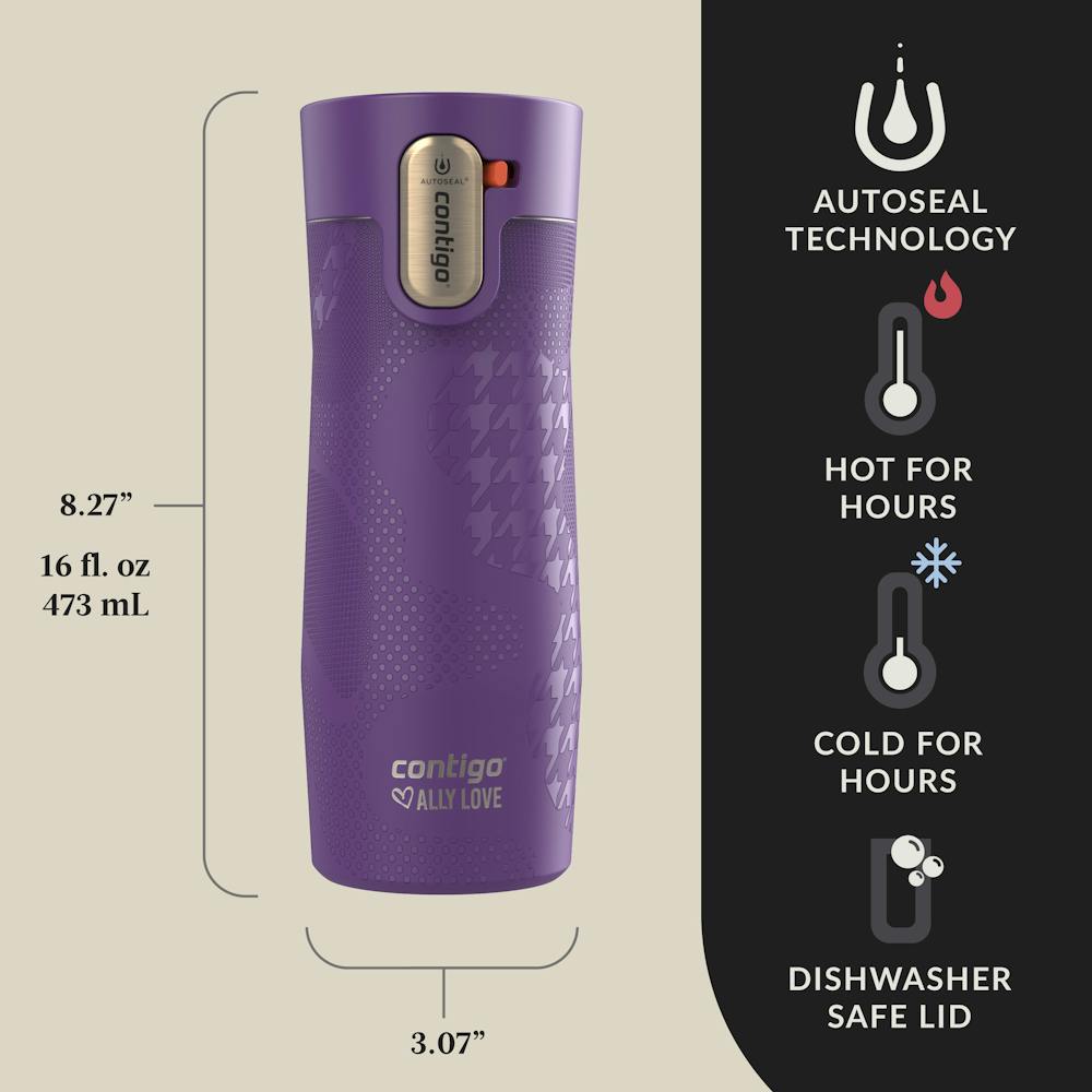 Contigo® x Ally Love West Loop 3.0 Stainless Steel Travel Mug with AUTOSEAL® Easy-Clean Lid, 16oz (4L9F)