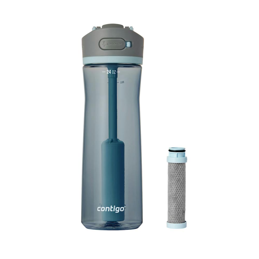 Contigo® Wells Plastic Filter Water Bottle with AUTOSPOUT® Straw Lid and Replacement Filter, 24 Oz (OAWV)