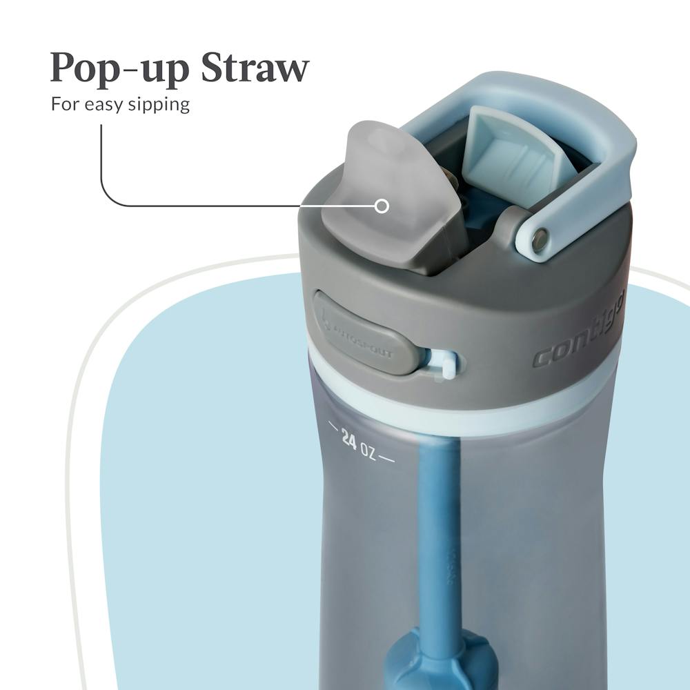 Contigo® Wells Plastic Filter Water Bottle with AUTOSPOUT® Straw Lid and Replacement Filter, 24 Oz (OAWV)