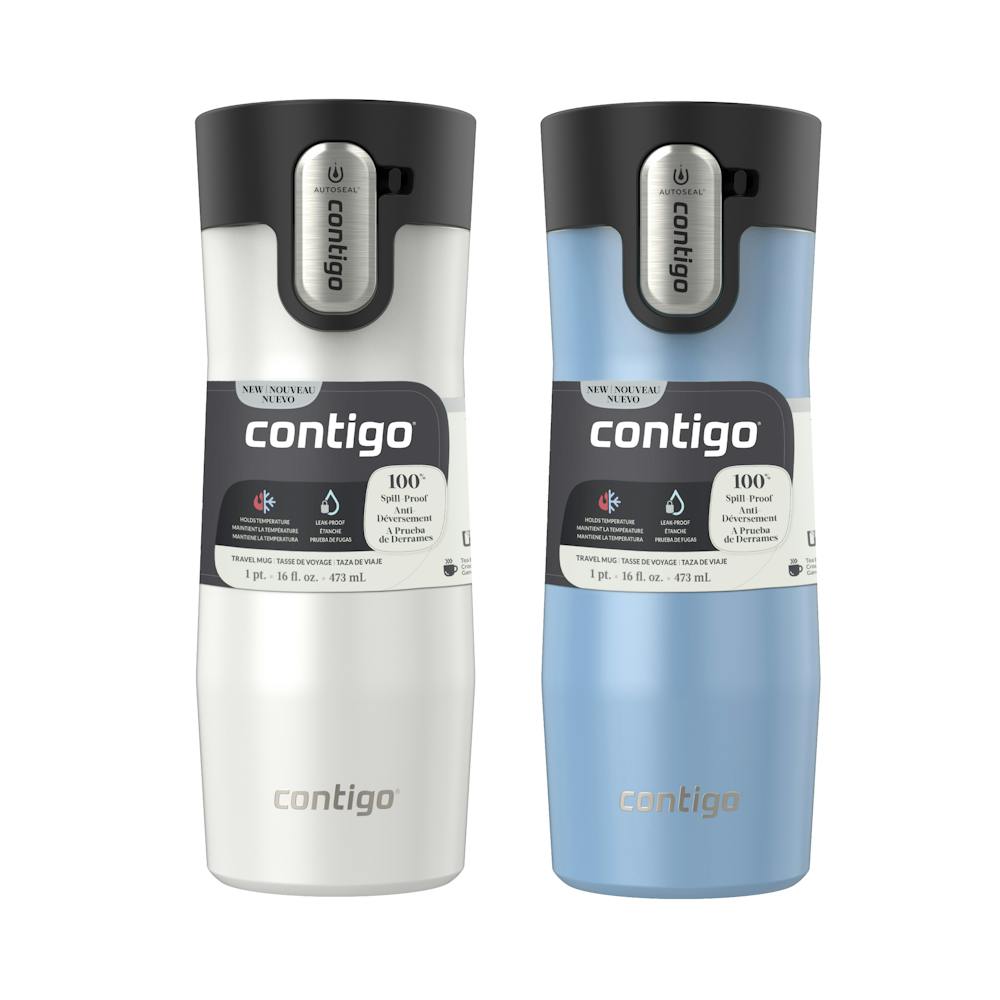 Contigo® AUTOSEAL® West Loop Vacuum-Insulated Stainless Steel Travel Mug with Easy-Clean Lid, 16 oz, 2-Pack (N3R0)