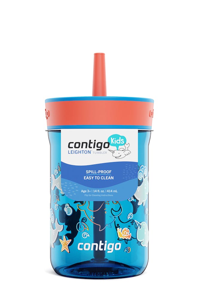 Contigo® Kids’ Leighton Straw Tumbler with Spill-Proof Leak-Proof Lid, 14oz (GAEA)