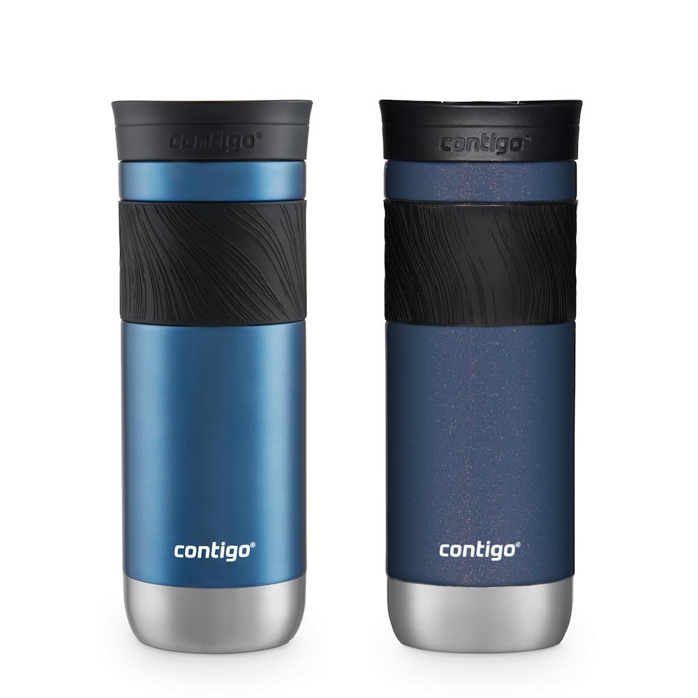 Contigo® SNAPSEAL™ Insulated Stainless Steel Travel Mug with Grip, 20oz., Blue Corn Transparent Satin & Midnight Berry (NKYT)