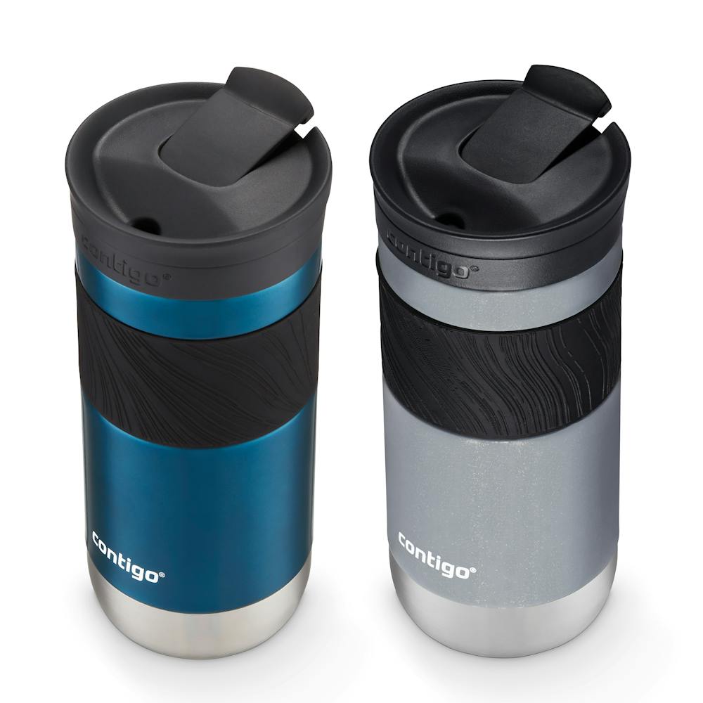 Contigo® SNAPSEAL™ Insulated Stainless Steel Travel Mug with Grip, 16oz., Blueberry Transparent Satin & Gold Morel (FZMX)