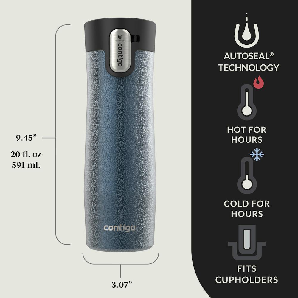 Contigo® AUTOSEAL® West Loop Vacuum-Insulated Stainless Steel Travel Mug with Easy-Clean Lid, 20 oz, 2-Pack (3T8S)