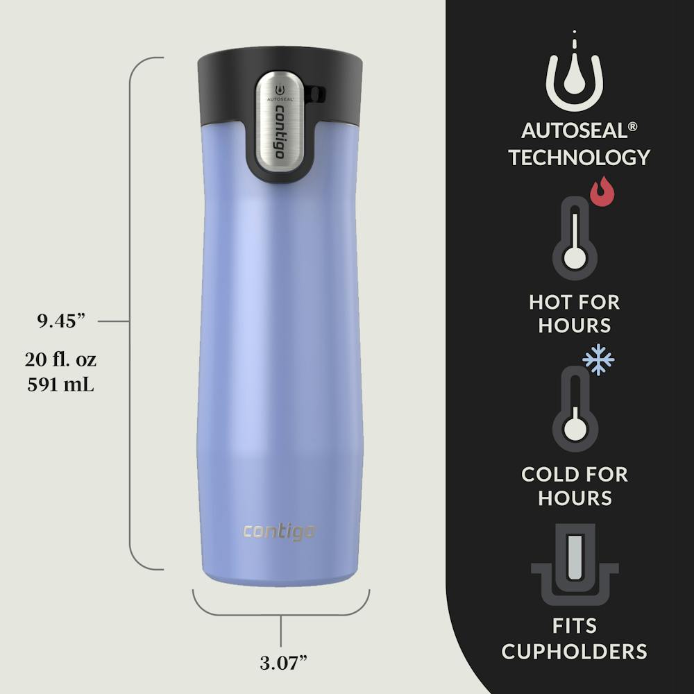 Contigo® AUTOSEAL® West Loop Vacuum-Insulated Stainless Steel Travel Mug with Easy-Clean Lid, 20 oz, 2-Pack (3T8S)