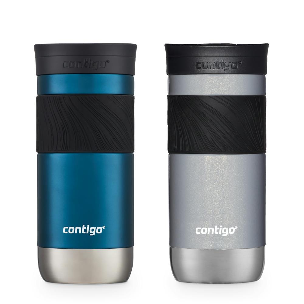 Contigo® SNAPSEAL™ Insulated Stainless Steel Travel Mug with Grip, 16oz., Blueberry Transparent Satin & Gold Morel (FZMX)