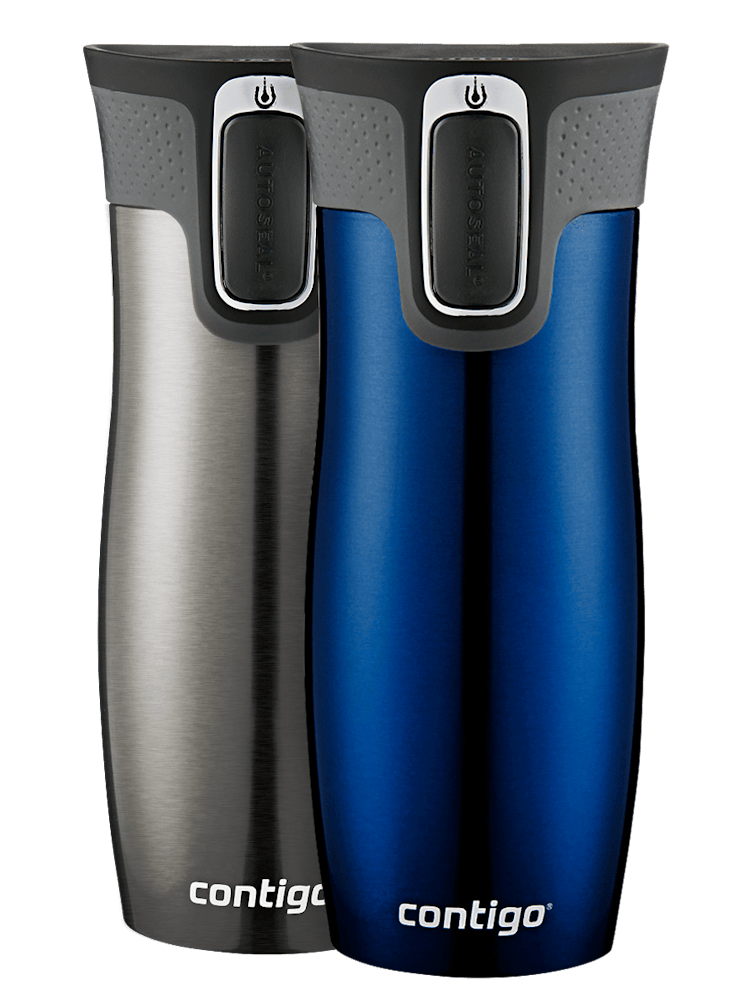Contigo® West Loop 2.0 Stainless Steel Travel Mug with AUTOSEAL® Lid, 16oz, 2-Pack (9KEM)
