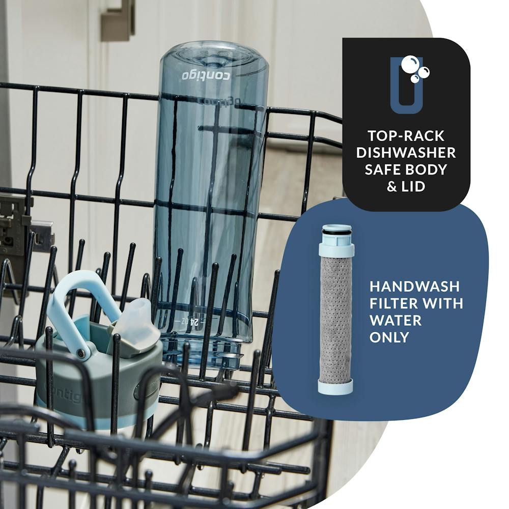 Contigo® Wells Plastic Filter Water Bottle with AUTOSPOUT® Straw Lid and Replacement Filter, 24 Oz (OAWV)